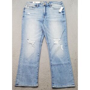 Seven7 Straight Jeans Women 6 Blue Denim Stretch Flat Front Light Wash High Rise